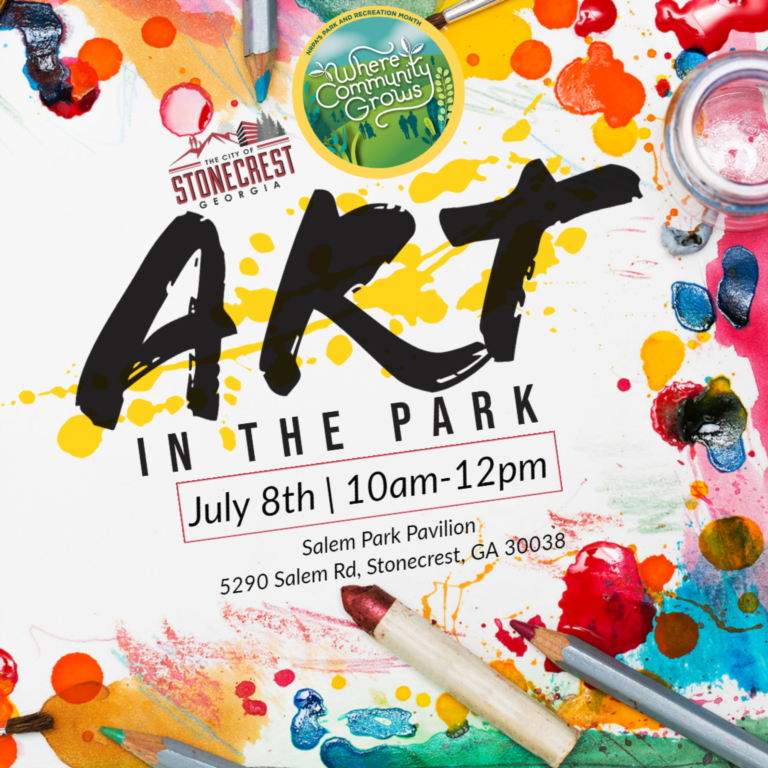 Join us for 'Art in the Park' July 8th,10AM -12PM